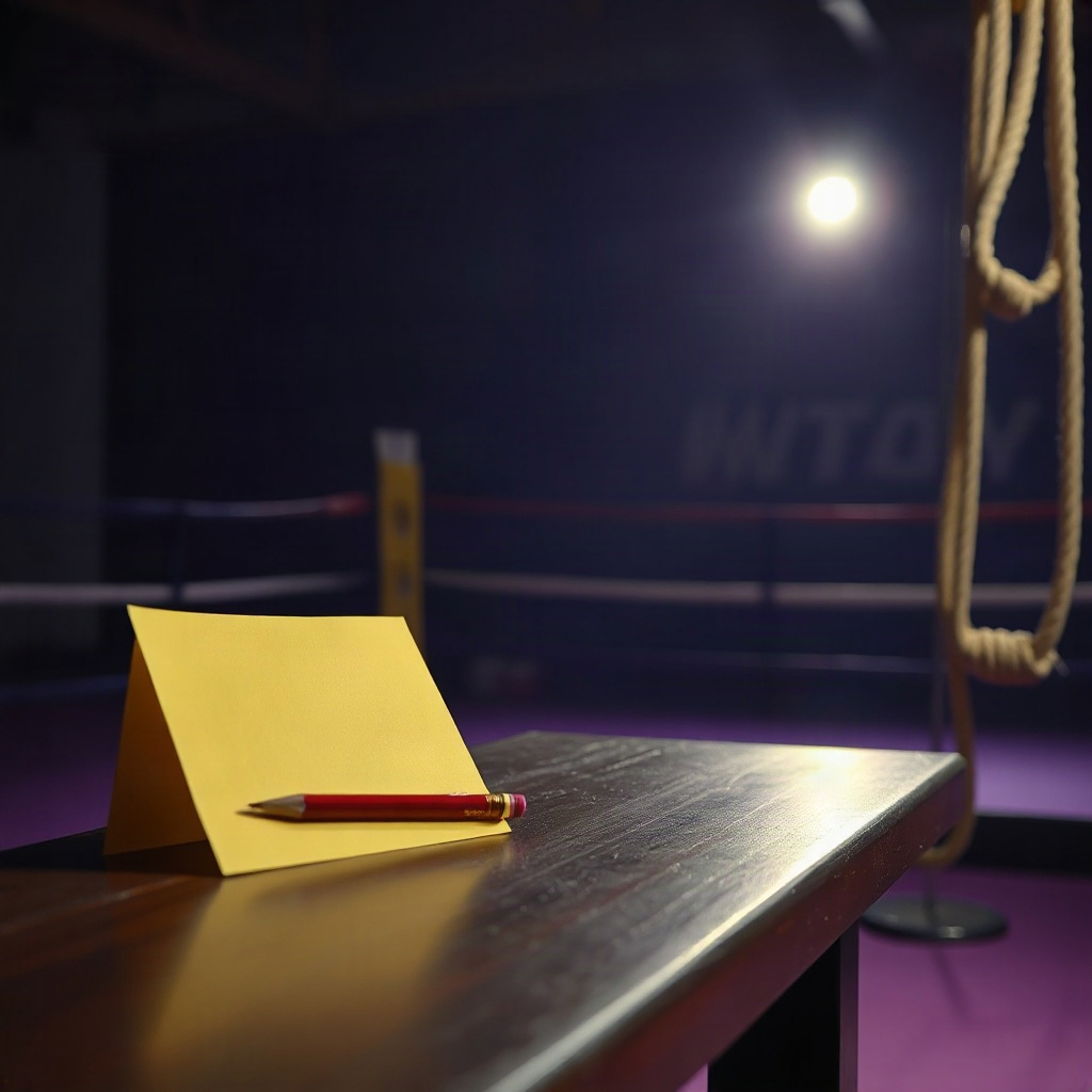 A blank card and a pencil on a gym bench.